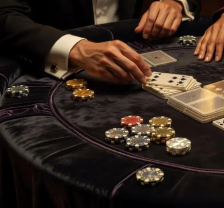 Stół pokerowy przygotowany na prywatny wieczór pokerowy
