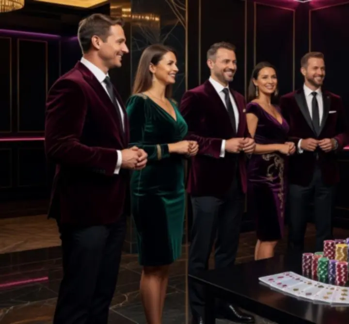 Zespół Velvet Night Venue podczas organizacji eleganckiego wieczoru kasynowego offline